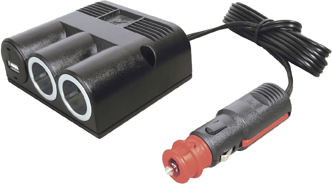 2 uttag+1 USB utanpåliggande med cigg-kabel