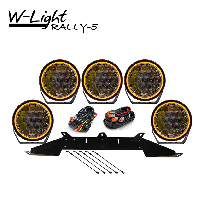 5-pack W-light W9 PHOENIX 160W med positionsljus -komplett paket RALLY-5