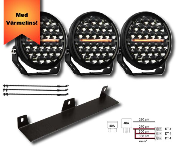 3-pack ICE-X LED extraljus -komplett paket
