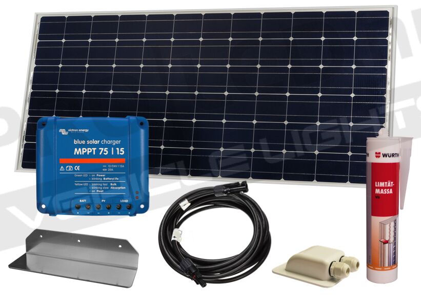 Solpanel BlueSolar 215W, 24V - komplett kit