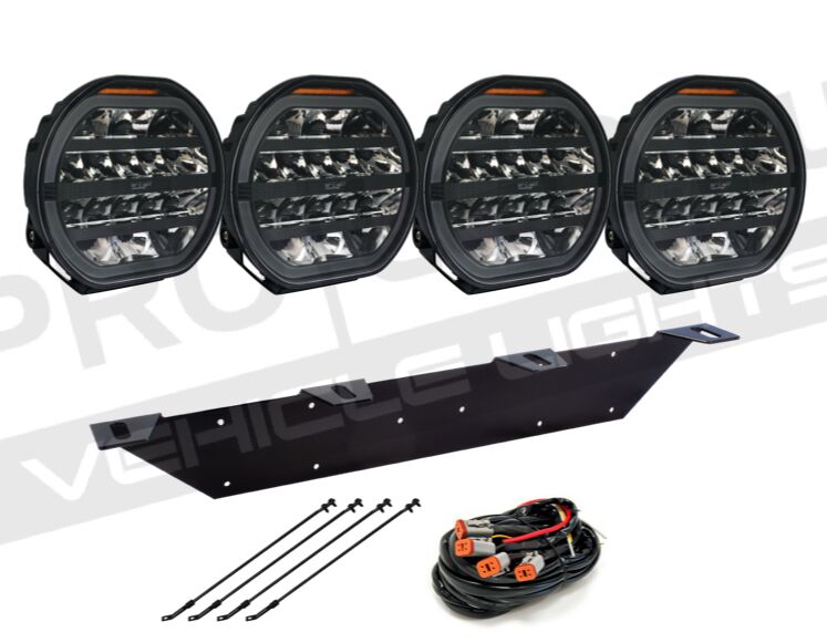 4-pack W-light Fury 9" med varningsljus -komplett paket