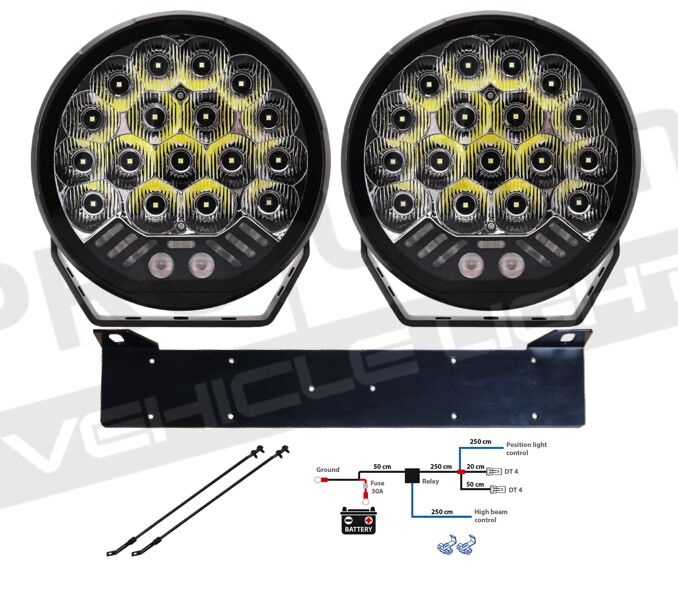 2-pack V-Sight ROADKING 9" (Med blixtljus och positionsljus) -komplett paket