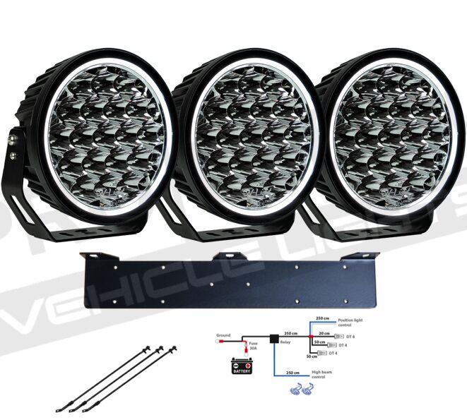 3-pack W-light W9 PHOENIX 160W med positionsljus -komplett paket