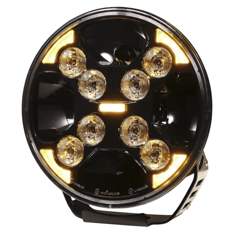 BriodLights X-Flash | 9" Extraljus med inbyggt varningsljus