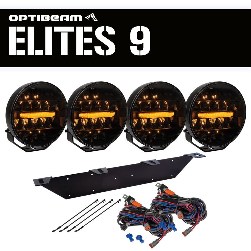 4-pack OPTIBEAM Elites 9" - komplett paket
