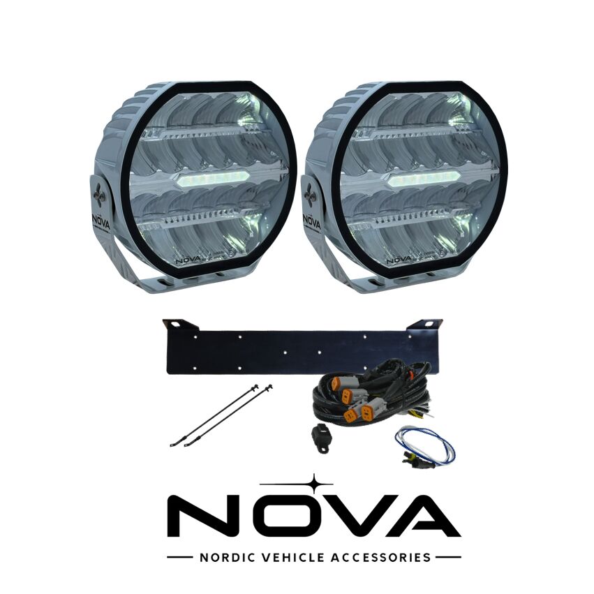2-pack Nova-Beam-ONE - 9" LED extraljus, Vitt -komplett paket