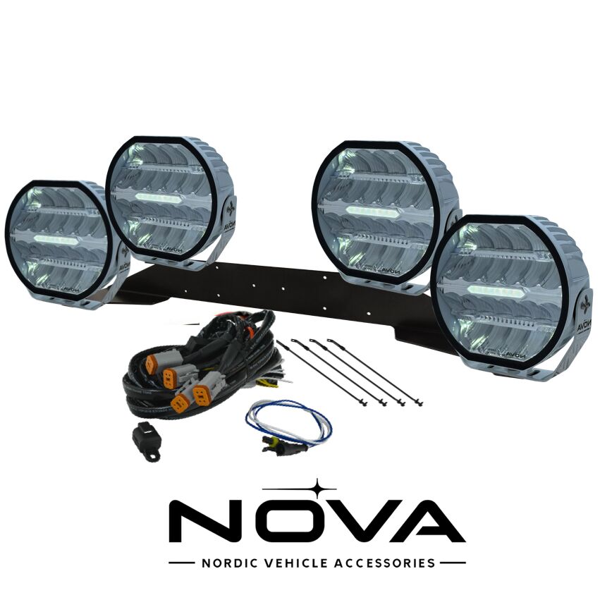 4-pack Nova-Beam-ONE - 9" LED extraljus, Vitt -komplett paket RALLY-4