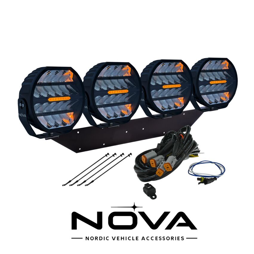 4-pack Nova-Beam-ONE - 9" LED extraljus, Svart -komplett paket